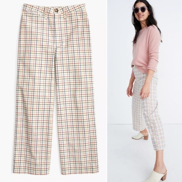Madewell Pants - Madewell Emmett Wide-Leg Pants Rainbow Windowpane